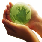 Energy efficiency globe in hands